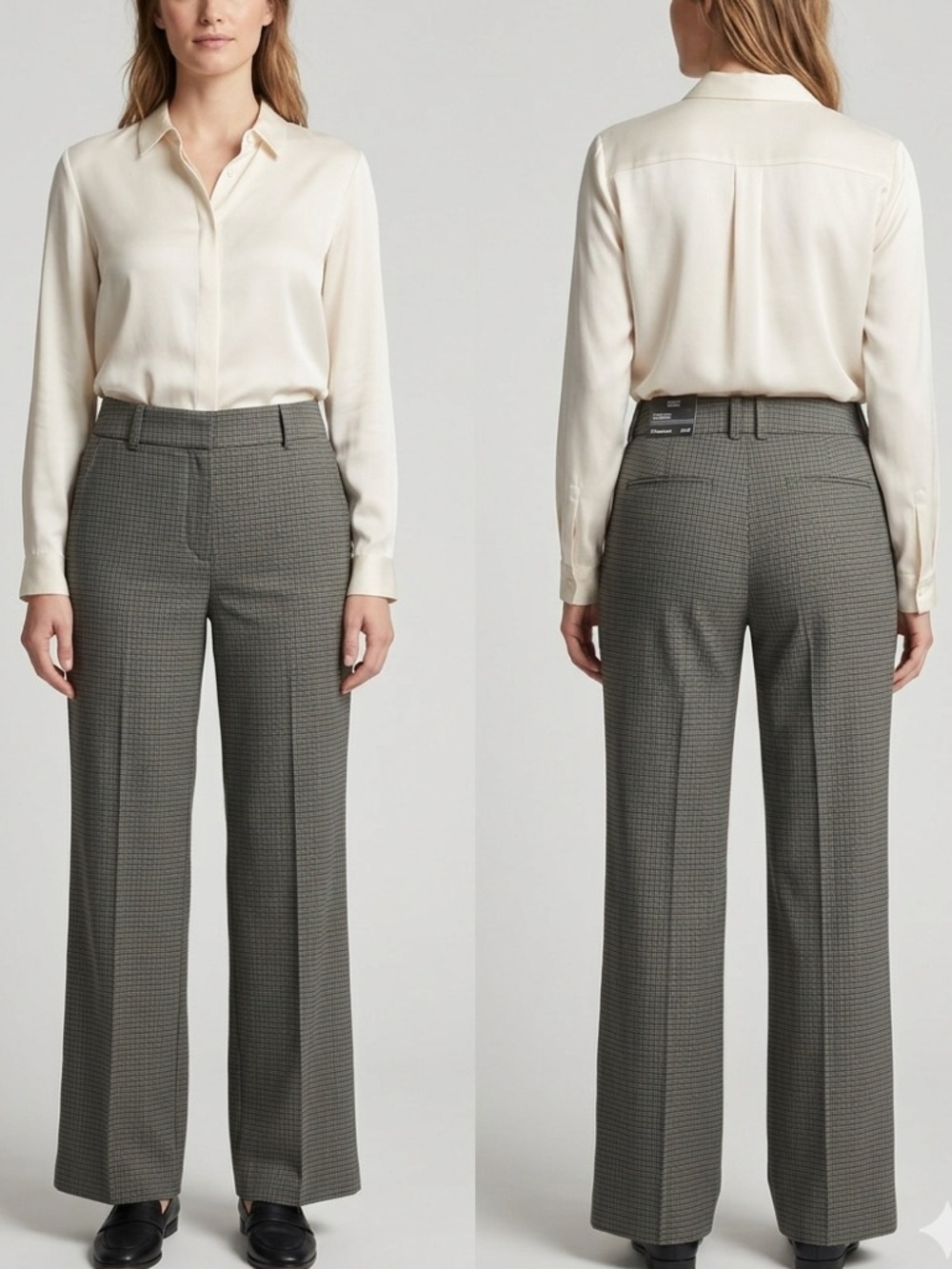 American Eagle Outfitters Wide-Leg Dress Pants in Gray Houndstooth